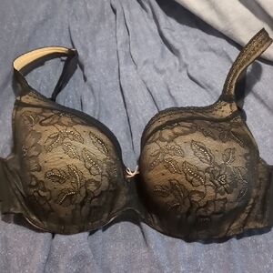 Cacique Black Lace Full Coverage Bra with Underwire